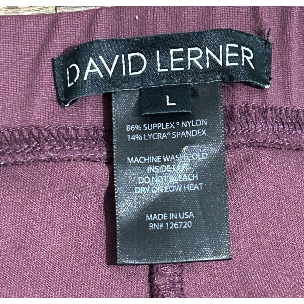 David Lerner Moto Leggings L‎ Burgundy Oxblood Stretch Zip Ankle Made in USA - Picture 5 of 12